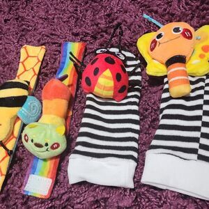 Infinno Baby Wrist Rattle Socks and Foot Finder Set